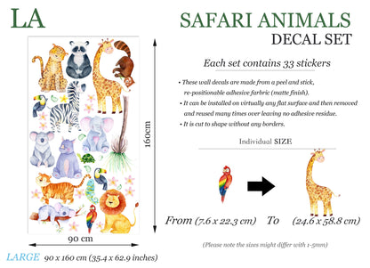 African Savannah Animals Surrounded by Palm Leaves Wall Decal - BR264