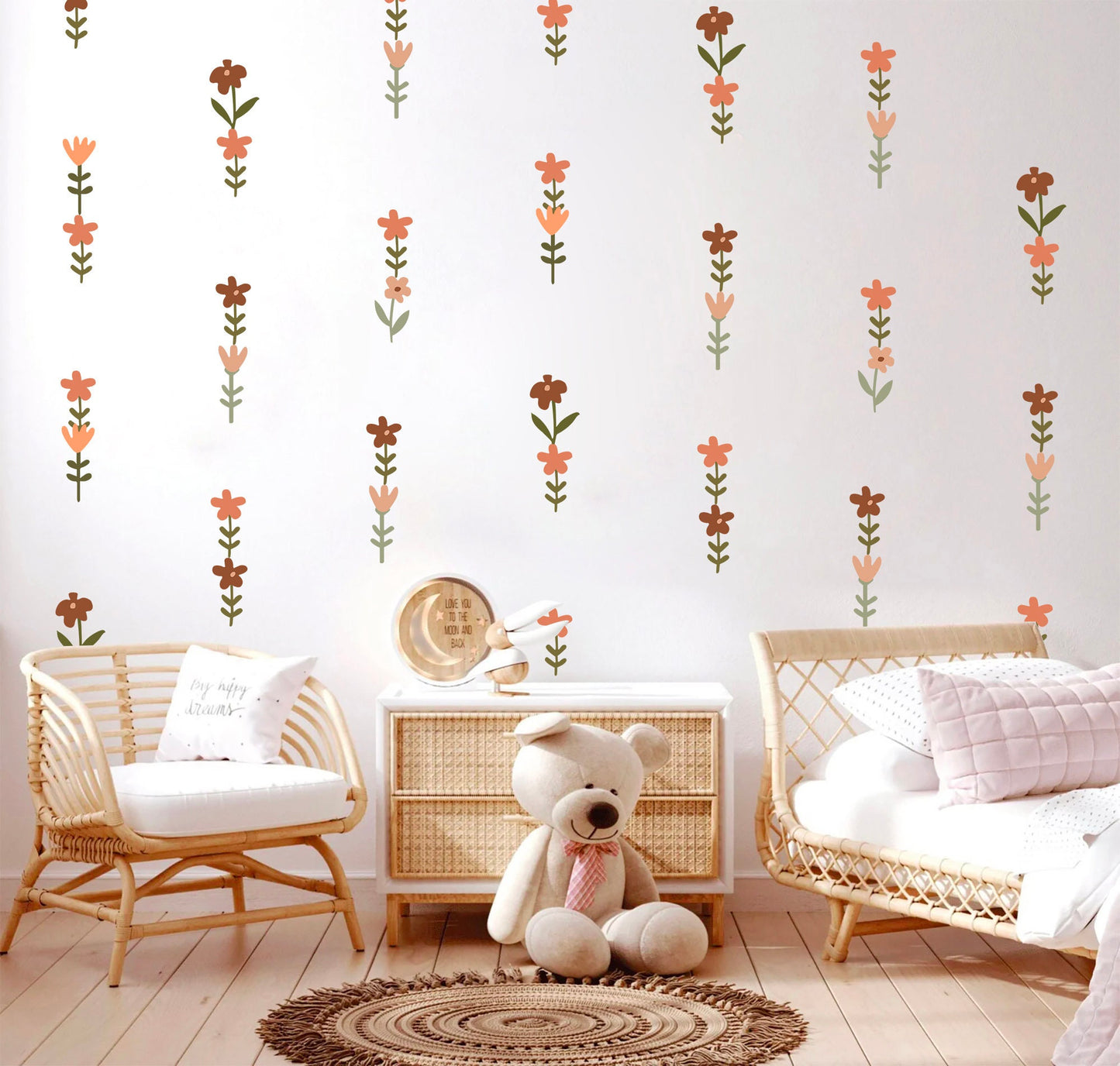 Boho Style Blooming Flowers Wall Decal Removable - BR282