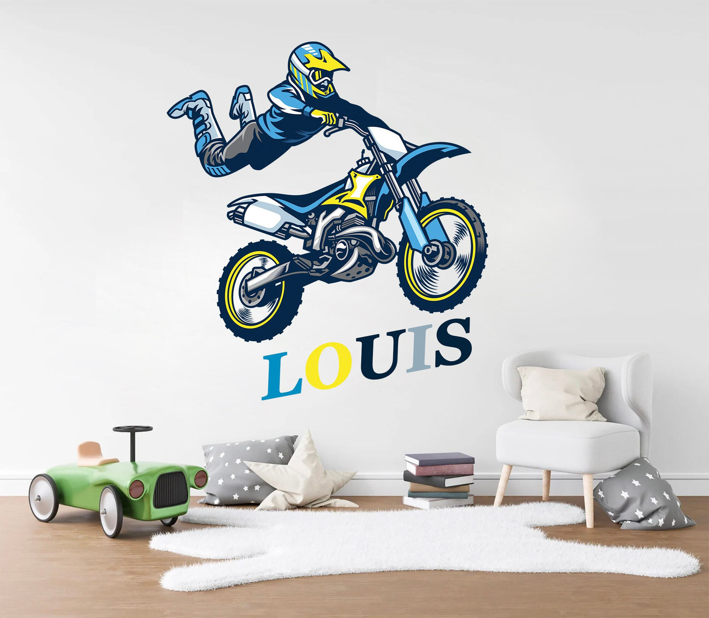 Motorcycle Racer Freestyle Motocross Removable Decal Sticker Decor For boy Room Gift