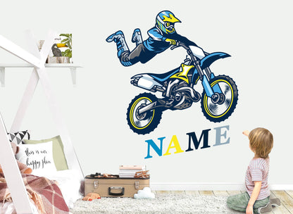 Motorcycle Racer Freestyle Motocross Removable Decal Sticker Decor For boy Room Gift