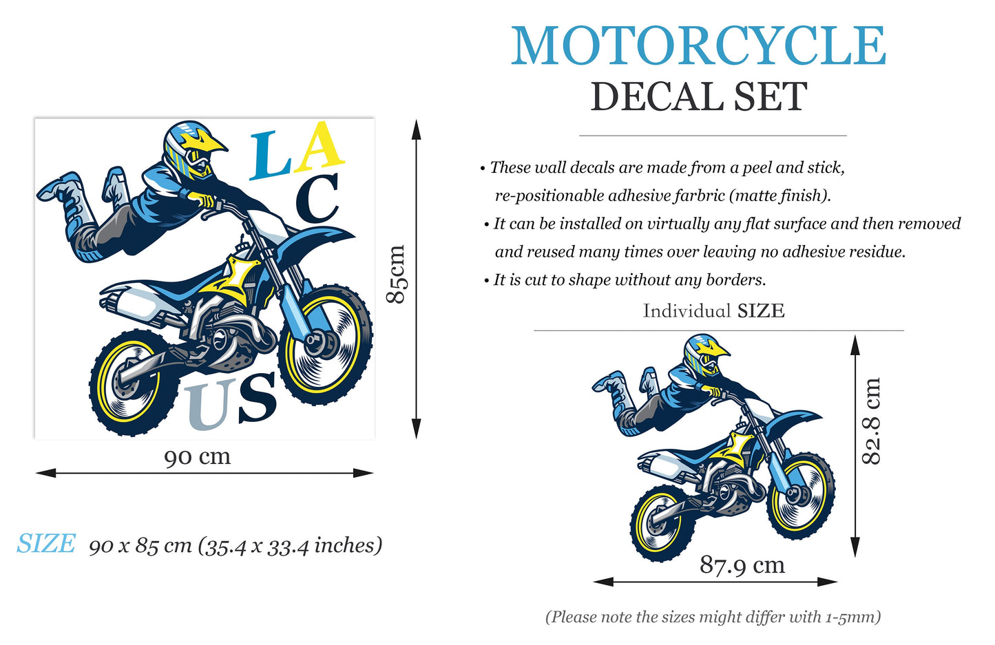 Motorcycle Racer Freestyle Motocross Removable Decal Sticker Decor For boy Room Gift