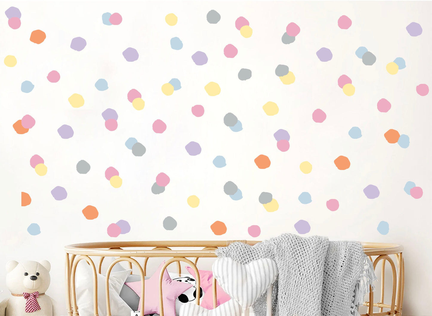 Vivid Pastel Polka Dots Scatter Removable Wall Decal - BR276