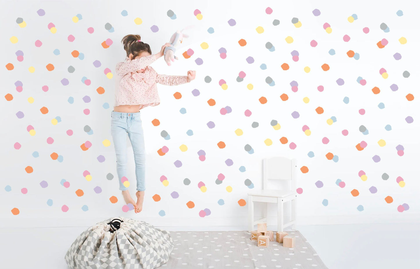 Vivid Pastel Polka Dots Scatter Removable Wall Decal - BR276
