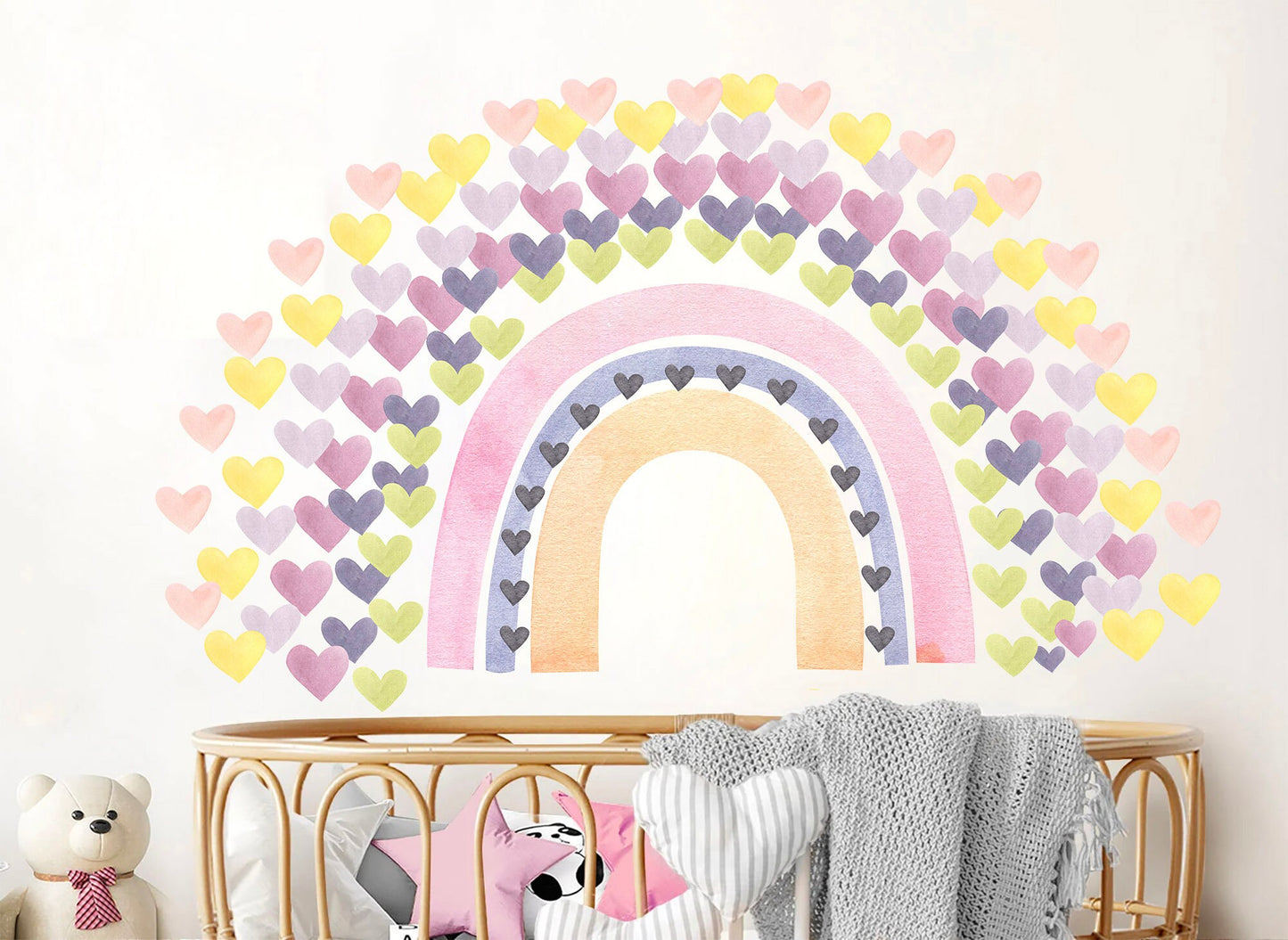 Vibrant Watercolor Heart Castle Wall Decal - Fun and Colorful - Ideal for Girls' Room Decor - BR281