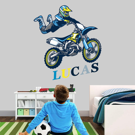 Motorcycle Racer Freestyle Motocross Removable Decal Sticker Decor For boy Room Gift