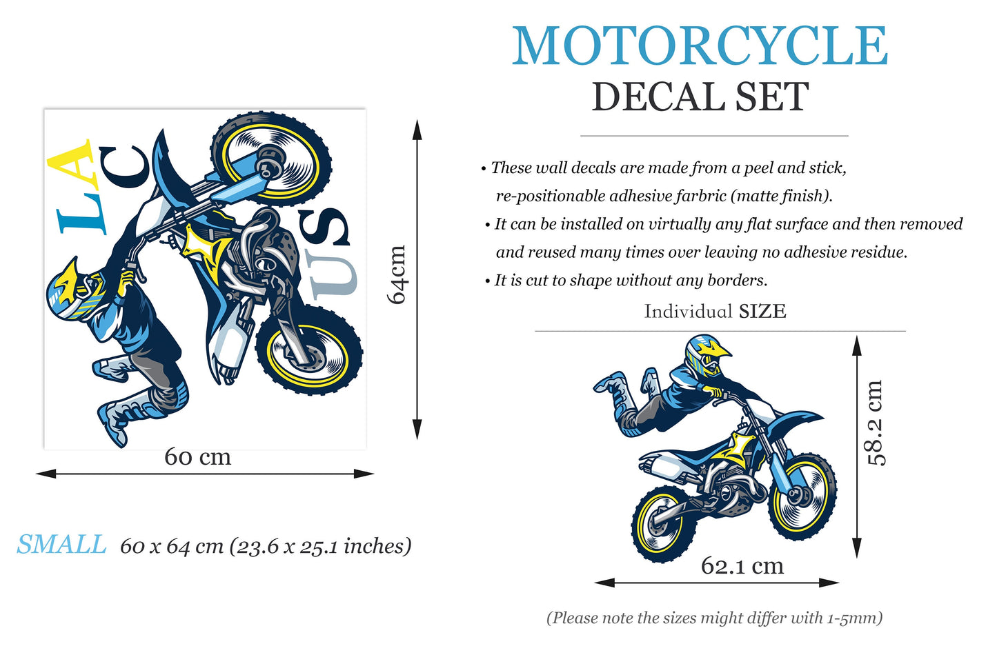 Motorcycle Racer Freestyle Motocross Removable Decal Sticker Decor For boy Room Gift