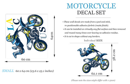 Motorcycle Racer Freestyle Motocross Removable Decal Sticker Decor For boy Room Gift