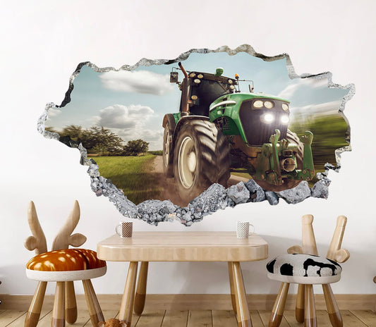 Rural Retreat Tractor on Farm behind a Broken Wall - Removable Peel and Stick - BR300