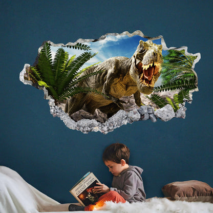 Jurassic Tyrannosaurus Rex 3D Wall Decal: Breaking Through Walls - BR302