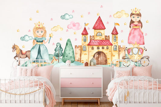 Dreamy Princess Castle and Carriage Wall Decal for Girls' Room - BR313