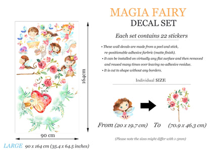 Enchanting Fairy Removable Wall Decal - Winged Fairies Dancing Amidst Flowers - BR327