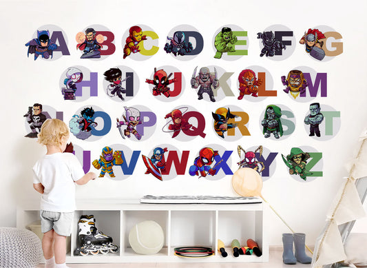 Superhero Avengers Alphabet ABC Capital Letters Squad Wall Decal - BR355