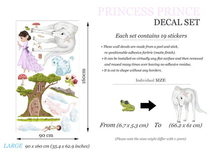 Enchanted Princess with White Horse Wall Decal - Girls' Room Decor - BR347