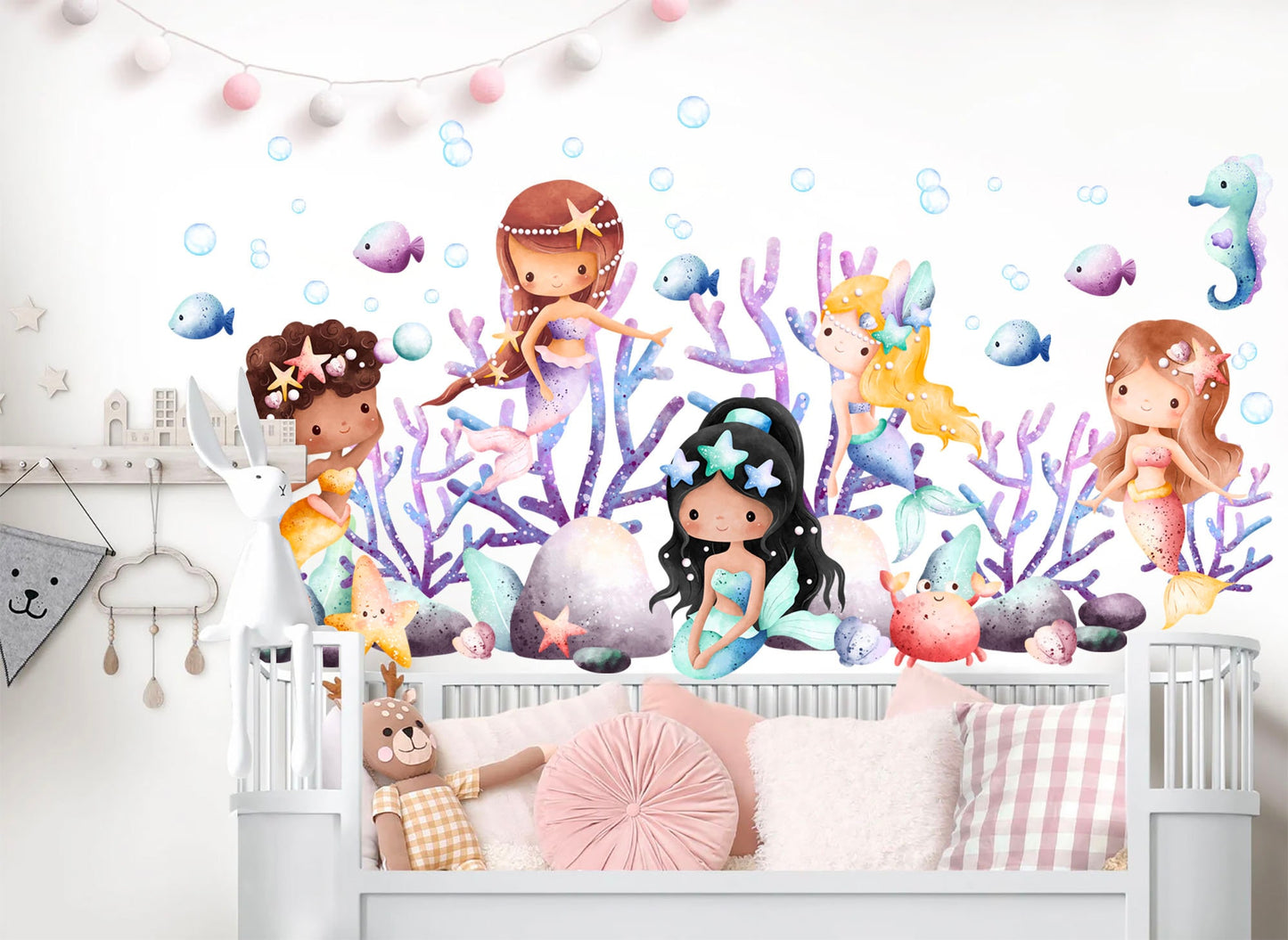 Enchanting Underwater Mermaid World Wall Decal for Girls' Room - BR384