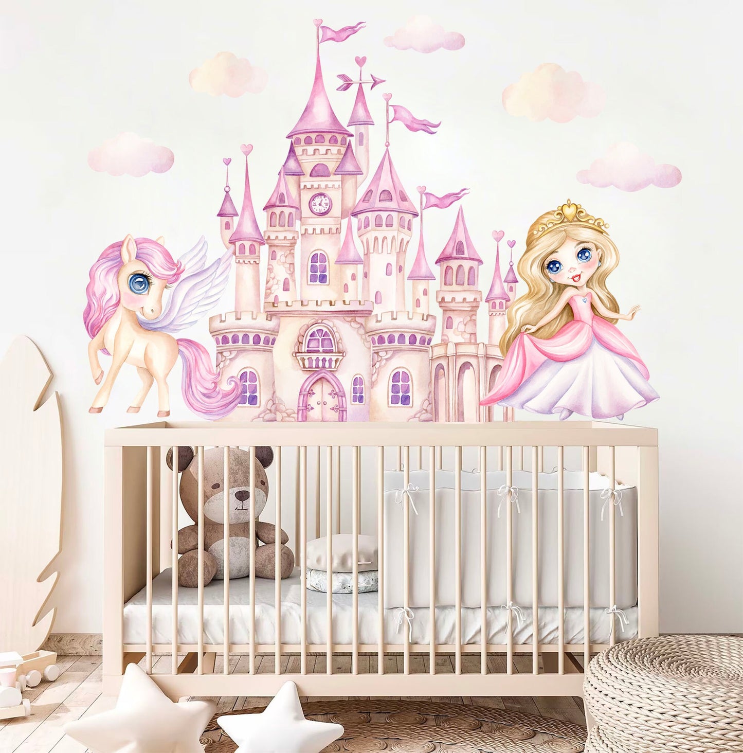 Enchanting Princess Castle & Unicorn Wall Decal for Girls' Room - BR387