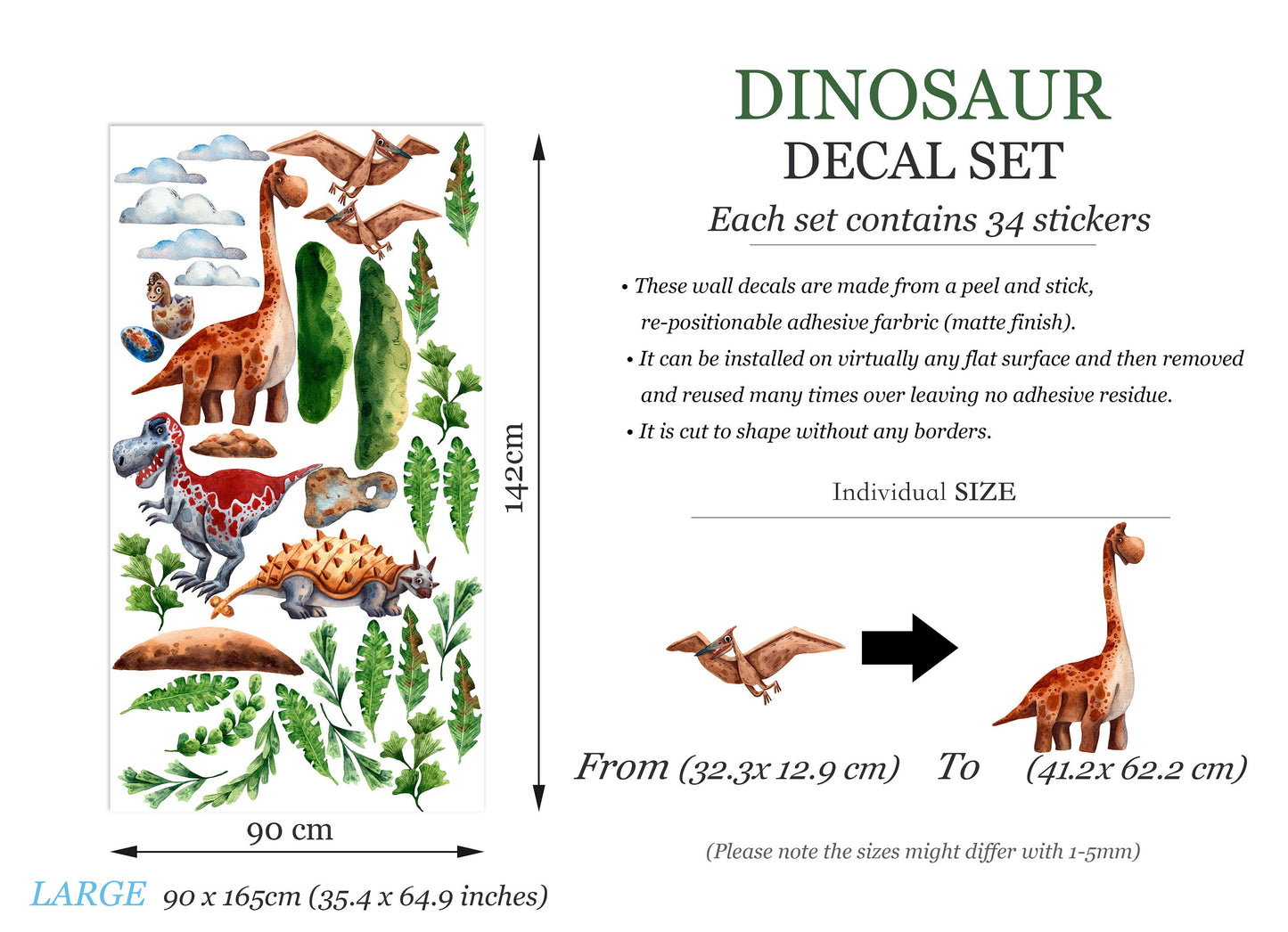 Dinosaurs Prehistory Tyrannosaurus Rex Jurassic Park Removable Wall Decal - Peel and Sticker - BR402