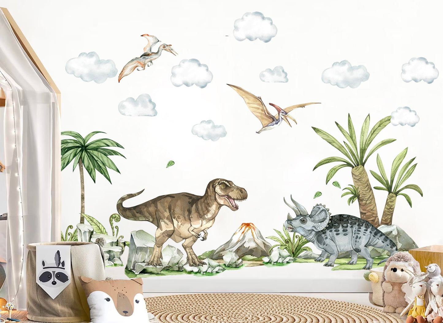 Watercolor Dinosaurs Jurassic World Prehistory Wall Decal - Boy‘s Room Decor - BR397