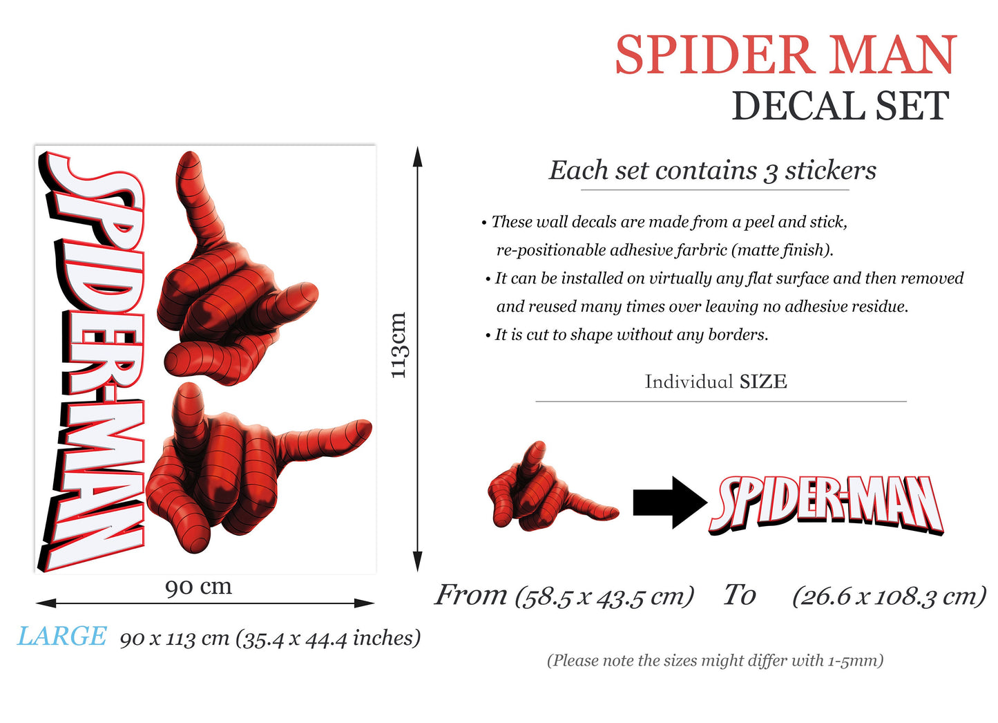 Spider-Man Web-Slinging Hands Wall Decal - Action Hero Decor - BR414