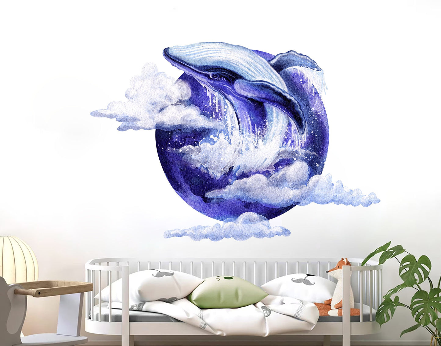 Dazzling Watercolor Blue Dolphin Leaping Wall Decal - Ideal for Kids Room Decor  -BR416