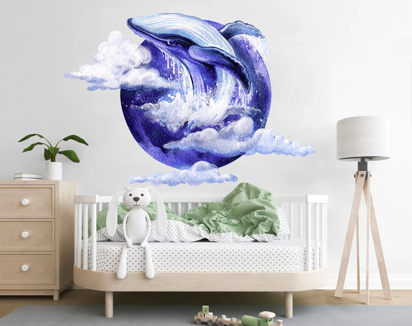 Dazzling Watercolor Blue Dolphin Leaping Wall Decal - Ideal for Kids Room Decor  -BR416