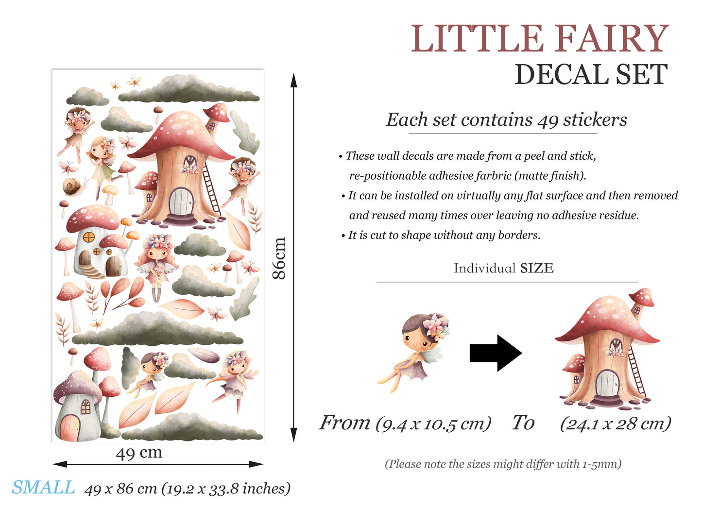 Enchanting Fairy Cottage Wall Decal - Garden Collection Fairy Magic - Girl Room Decor - BR415