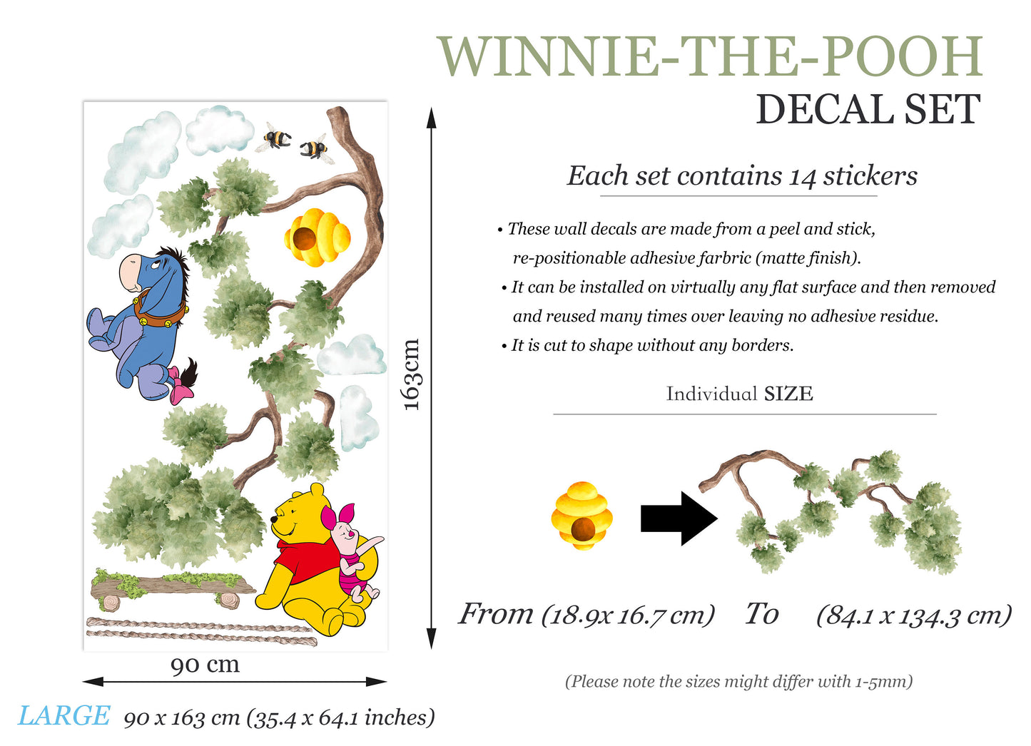 Winnie the Pooh Swing Wall Decal - Girls' Room Decor - BR427