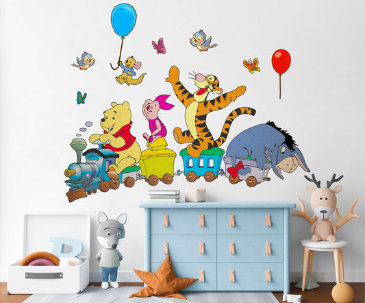 Winnie the Pooh Train Ride Wall Decal - Girls' Room Decor - BR450