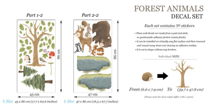 Woodland Friends Lakefront Play Removable Wall Decal - Bear Fawn Squirrel Big Tree River - BR444