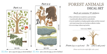 Woodland Friends Lakefront Play Removable Wall Decal - Bear Fawn Squirrel Big Tree River - BR444