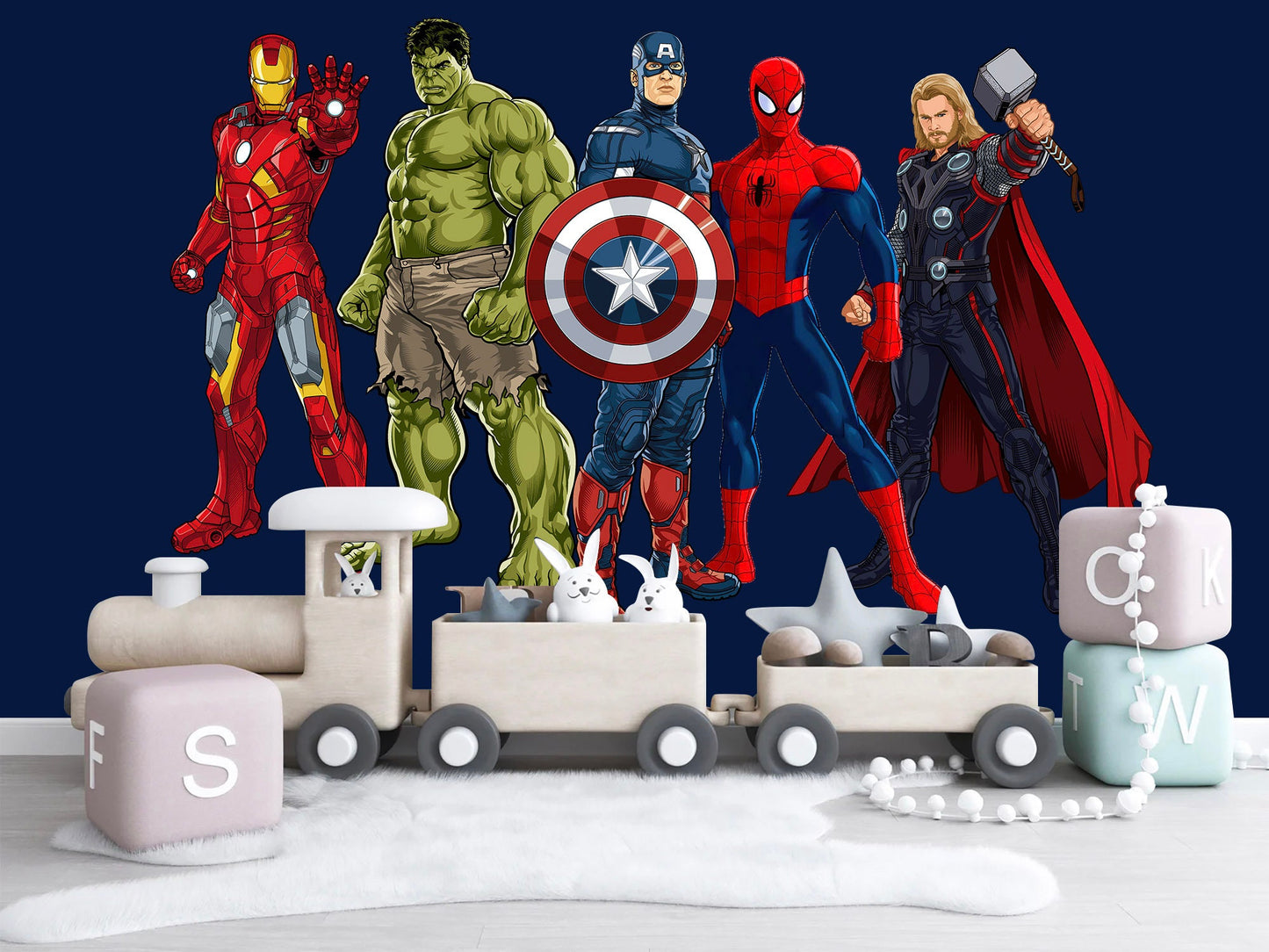 Standing Superhero Avengers Wall Decal - Spiderman Captain America Hulk Iron Man - Boy Bedroom Decor - BR453