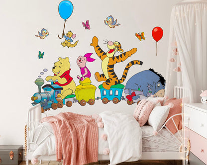 Winnie the Pooh Train Ride Wall Decal - Girls' Room Decor - BR450