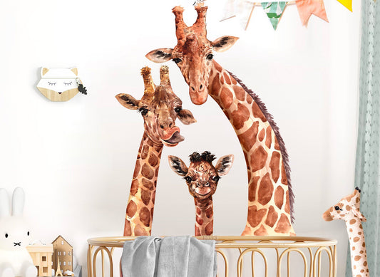 Giraffe Family Wall Decal - Trio of Giraffes - Removable Peel and Stick - BR457