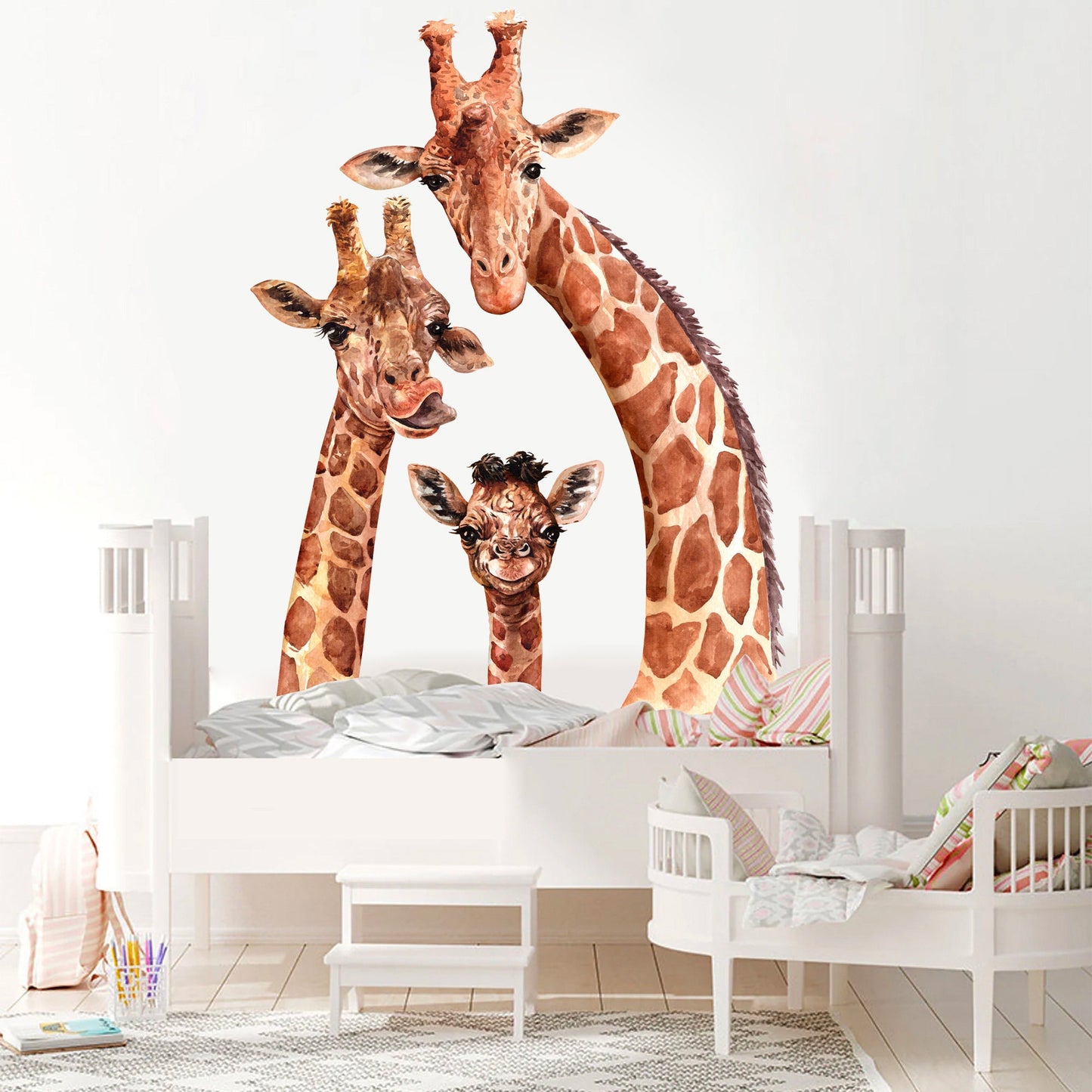 Giraffe Family Wall Decal - Trio of Giraffes - Removable Peel and Stick - BR457