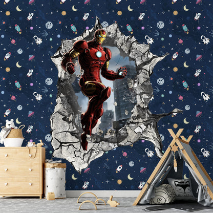 Avengers Superhero Iron Man Wall Decal for Kids' Room - Wall Breaking Design - SP002