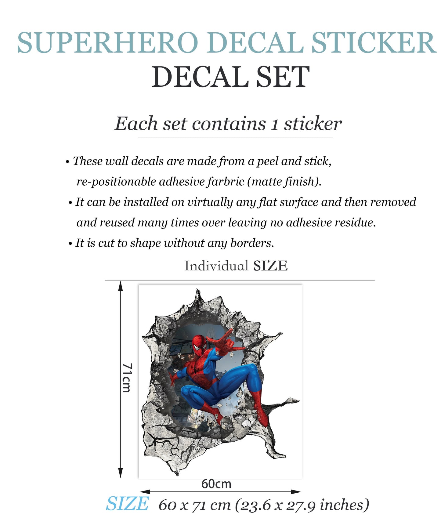 Dynamic 3D Spider-Man Wall Decal - Web-Slinging Battle Scene Breaks Through Wall - SP009