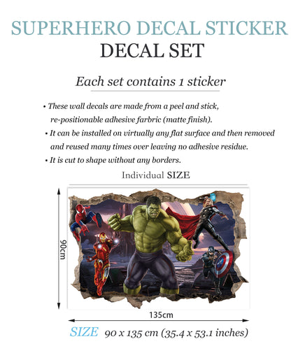 Avengers Superhero Wall Decal Avengers Assemble: Dynamic 3D Stickers - Removable Peel and Stick - SP013