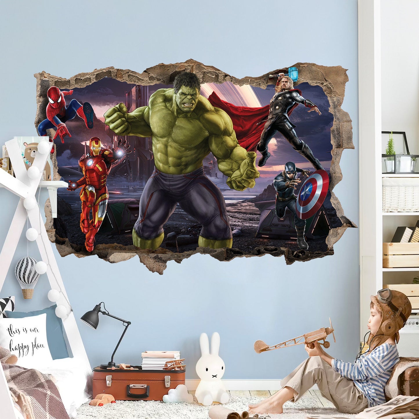 Avengers Superhero Wall Decal Avengers Assemble: Dynamic 3D Stickers - Removable Peel and Stick - SP013