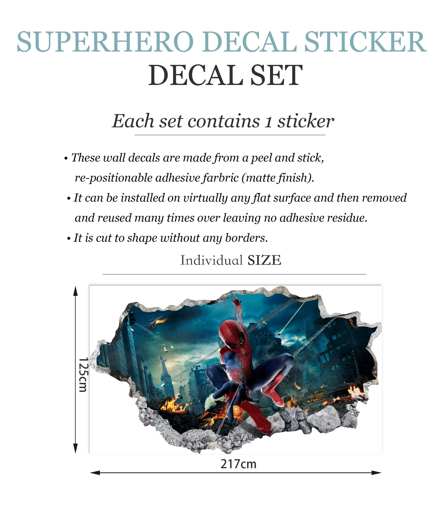 Avengers Superhero Spider-Man Soaring Amidst the Battlefield  Wall Decal - SP028