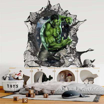 Avengers Superhero Hulk Smash Wall Decal - Bursting Through Walls - Kids' Room - SP003