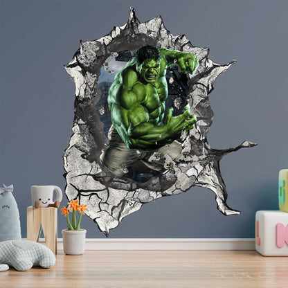 Avengers Superhero Hulk Smash Wall Decal - Bursting Through Walls - Kids' Room - SP003