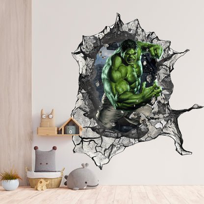 Avengers Superhero Hulk Smash Wall Decal - Bursting Through Walls - Kids' Room - SP003