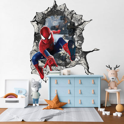 Avengers Superhero Wall Decal - Dynamic Room Decor - Spider-Man Jumping Out Edition - SP007