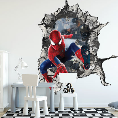 Avengers Superhero Wall Decal - Dynamic Room Decor - Spider-Man Jumping Out Edition - SP007