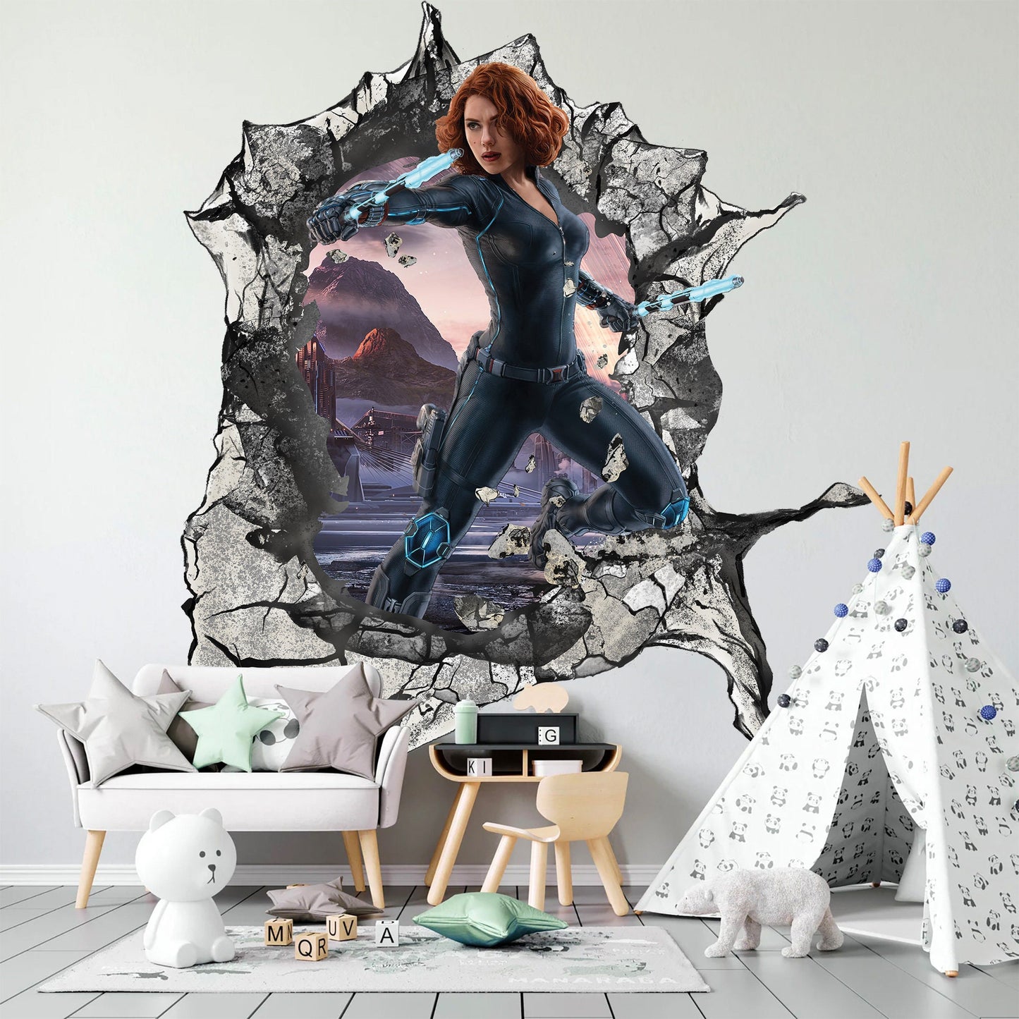 Avengers Superhero Wall Decal - Action-Packed 3D Black Widow - Kids' Room - SP010
