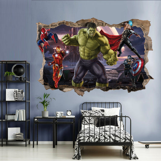 Avengers Superhero Wall Decal Avengers Assemble: Dynamic 3D Stickers - Removable Peel and Stick - SP013