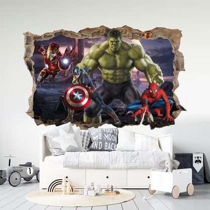 Avengers Superhero Unleashed 3D Wall Decal - Kids' Rooms - Breaking Through Walls! - SP017