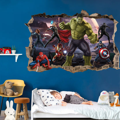 Avengers Assemble! 3D Superhero Wall Breakthrough Decal - Removable Peel and Stick - SP015