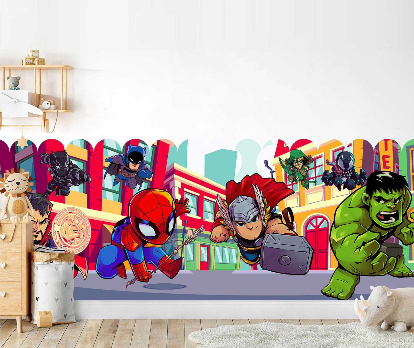 Superhero Mini Wallpaper Hulk Spiderman Iron Man Hulk Captain America Avengers Boy Gift - WM030