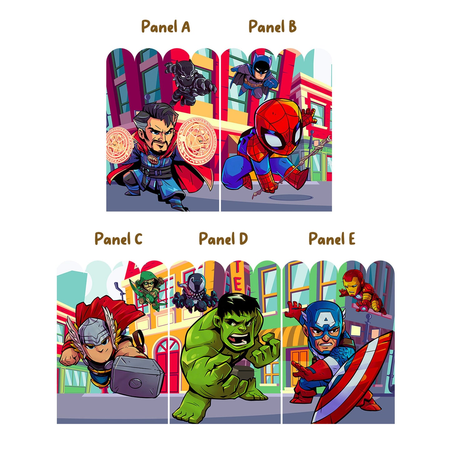 Superhero Mini Wallpaper Hulk Spiderman Iron Man Hulk Captain America Avengers Boy Gift - WM030