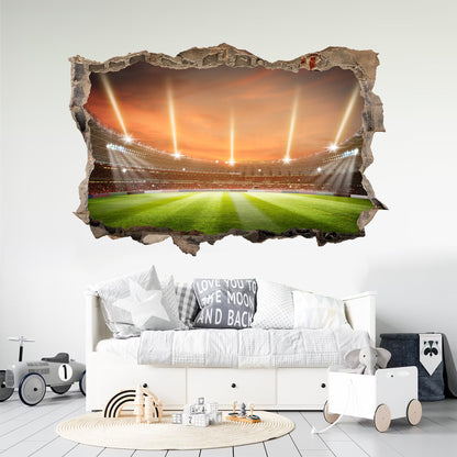 Rugby Stadium Behind 3D Broken Wall Decal - Removable Peel and Stick -BW005